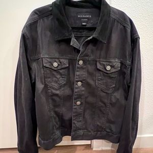 Allsaints Black Denim Jacket Suede Color